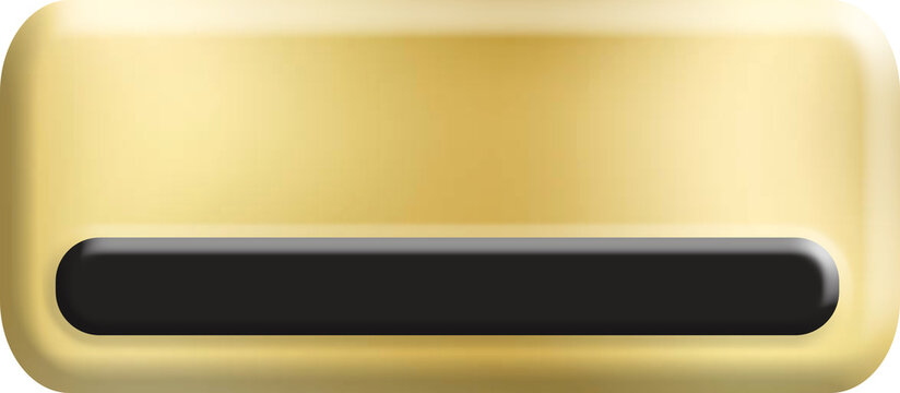 Black gold rectangle texture click web 3d button stamp, golden elegant shiny metallic certificate sign