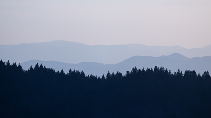 Mountain Ridges at Dusk in the Blue Ridge Mountains of Western North Carolina