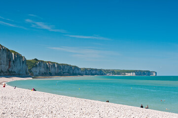 Fototapeta na wymiar Beach at Fecamp, Seine Maritime, Normandy, France