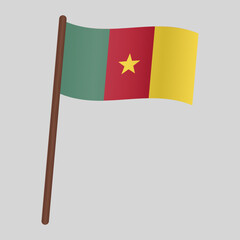 Flag of the country of Cameroon. Flag on the flagpole. vector illustration