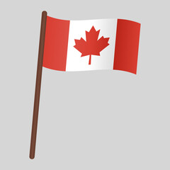 Canada country flag. Flag on the flagpole. vector illustration