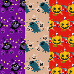 Collection of halloween patterns suitable for wallpaper