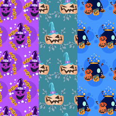 Collection of halloween patterns suitable for wallpaper