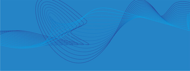 Abstract modern blue wavy stylized blend lines on blue background. blending gradient colors. Vector illustration lines created using blend tool.