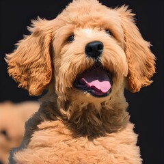 Fototapeta premium cute adorable goldendoodle puppies and dogs, poodle, maltipoo puppy, 3d illustration