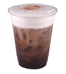 iced coffee or chocolate cream top with foam. isolated, png file for menu drink and cafe 