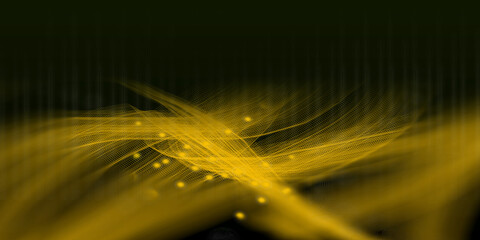 Beautiful Technology Waving Abstract Yellow Waves background. Defocused Orange Dots and Lines  with smooth texture. 