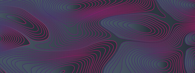 The stylized multicolored abstract topographic map with lines and circles background. Topographic map and place for texture. Topographic gradient linear background with copy space. Vector illustration