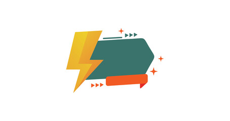 fast lightning square banner empty space text
