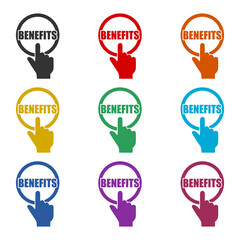Benefits icon isolated on white background. Set icons colorful