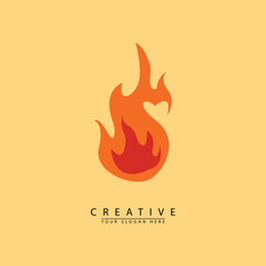 smoldering fire logo vector icon