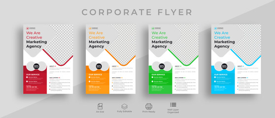 Digital marketing Flyer template layout design. business flyer, brochure, magazine or flier mock up in 4 colors. perfect for creative professional business. vector template 