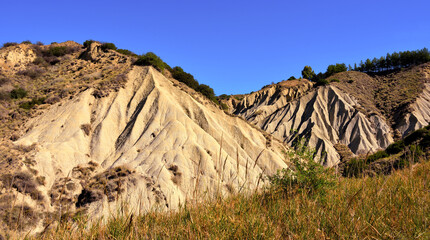 hilly view of the village of montalbano Jonico basilicata italy