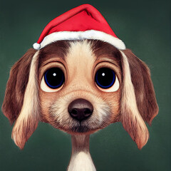 Cute dog with christmas hat