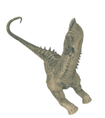 Fototapeta premium alamosaurus is standing up in white background top view