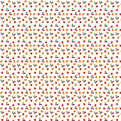 illustrated fruit pattern or background with apple, citrus and cherry in png format