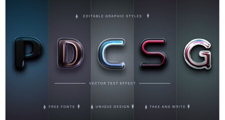 Set 5 Plastic Editable Text Effects, Font Styles