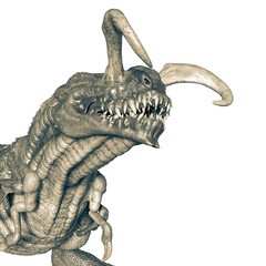 alien dinosaurs id picture in white background - obrazy, fototapety, plakaty
