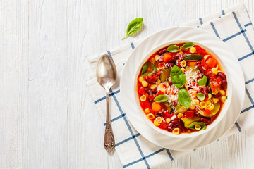 italian minestrone with beans, zucchini and pasta