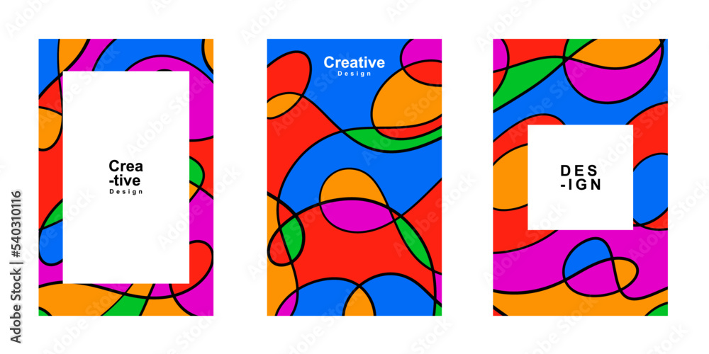 Poster Abstract trendy geometric for poster template frame design. Abstract retro with outline and trendy color for flyer, banner, print and other creative project