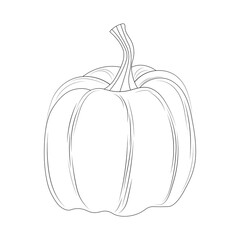 Bulgarian pepper outline in cartoon style, Bulgarian pepper for coloring isolated on white background