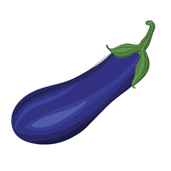 blue eggplant in cartoon style, blue eggplant isolated on white background