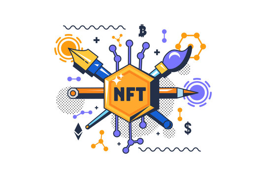 Nft tart digital technology blockchain vector
