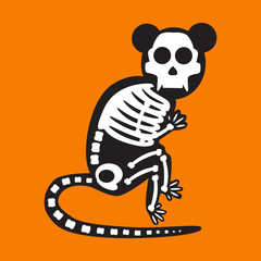 Monkey skeleton halloween celebration decor vector