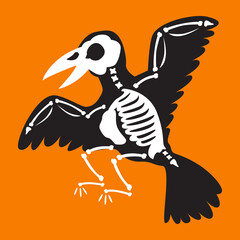 Raven skeleton halloween holiday ornament vector