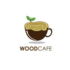 wood cafe logo design concept