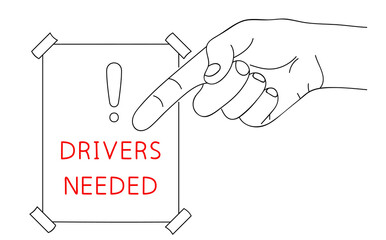 Drivers Needed. Car company hiring a workers. Cars and Trucks logistics business concept. Vector