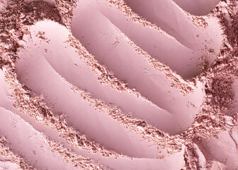 Background with texrure of dry pink clay. Top view. Place for text. Cosmetic product background.