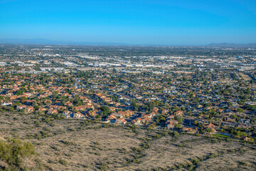 Phoenix, Arizona- View of wealthy neighborhood below the Pima Canyon trail