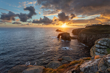 Lands End sunset with seabirds