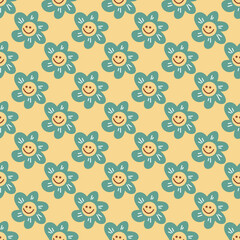 Modern abstract design template. Groovy retro seamless pattern. Hippie print illustration.