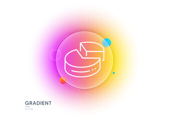 Pie chart line icon. Gradient blur button with glassmorphism. Presentation 3d graph sign. Market analytics symbol. Transparent glass design. Pie chart line icon. Vector