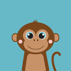Little monkey close-up portrait. Cute animals with big eyes