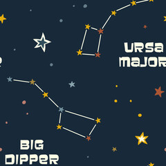 Obraz na płótnie Canvas Seamless pattern with constellations Ursa Minor and Big Dipper