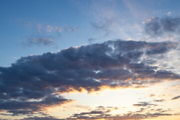 background from the sky and cumulus clouds during sunset
