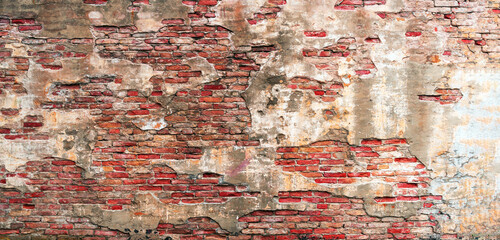Red brick wall background, brick room, interior texture, wall background.