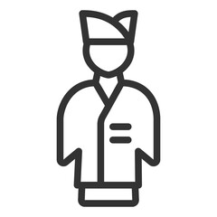 Chinese man in national dress - icon, illustration on white background, outline style