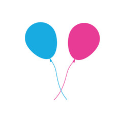 Bladders, vector illustration of birthday balloons in blue and pink colors, vectorized flat design.