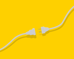 Electrical socket with plug. The concept of connection and disconnection. Wires, cables, electric extension cord. Vector illustration.