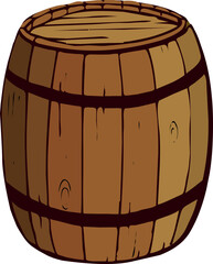 Wooden barrel cartoon.