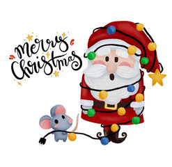 santa cluas tie christmas light rat
