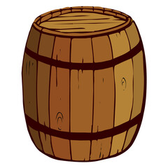 Wooden barrel cartoon.