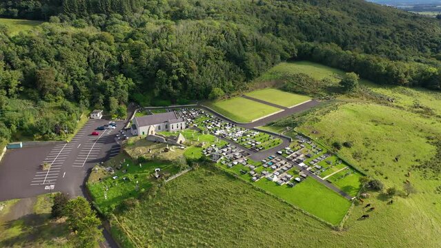 Aerial view of St. Aidans yt Magilligan in Northern Ireland, UK