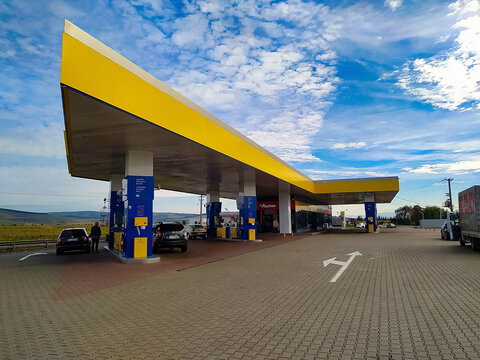Brashov, Romania - September 26, 2022: Petrom gas station