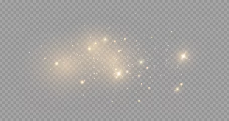 Fotobehang The dust sparks and golden stars shine with special light. Vector sparkles on a transparent background. . Stock royalty free vector illustration. PNG © Vector light Studio