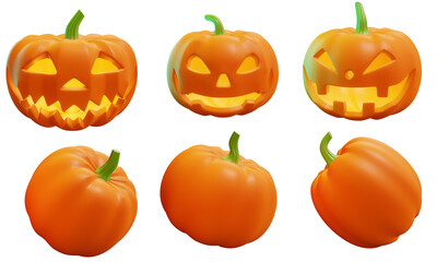 Halloween pumpkin icon 3d rendering
